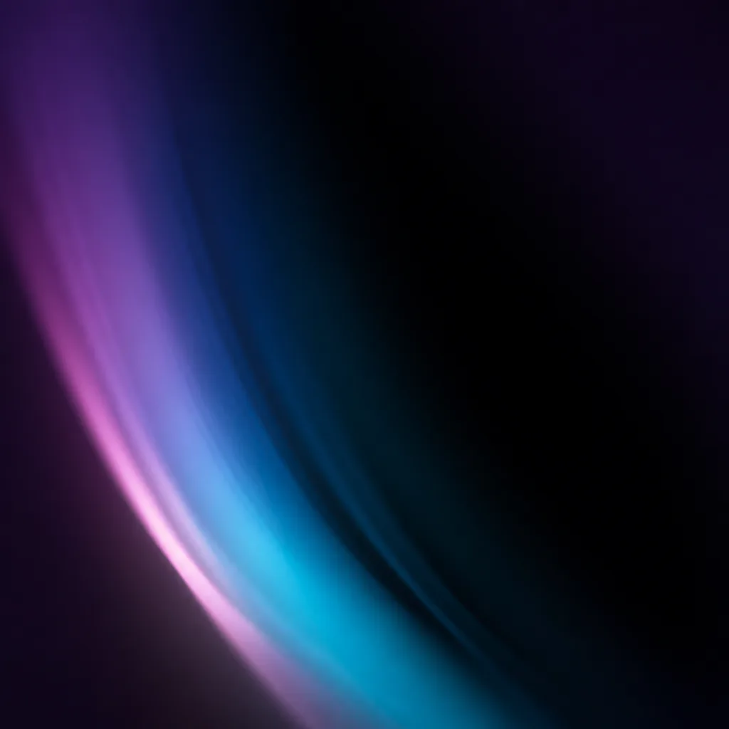 Estelas de luz violeta, cian y rosa sobre negro